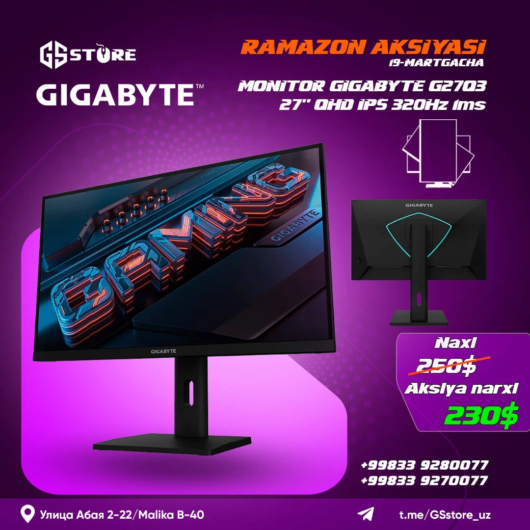 GIGABYTE G27Q3 27" QHD IPS 320Hz