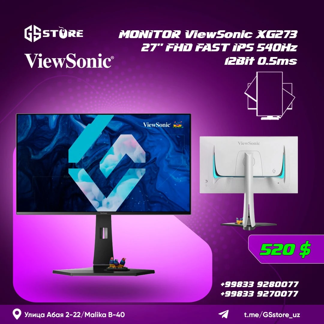  ViewSonic XG273 27" FHD FAST IPS 540Hz 0.5ms 12Bit